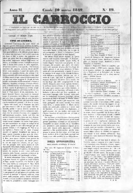 Il Carroccio - Edizione 19 del 10/03/1849